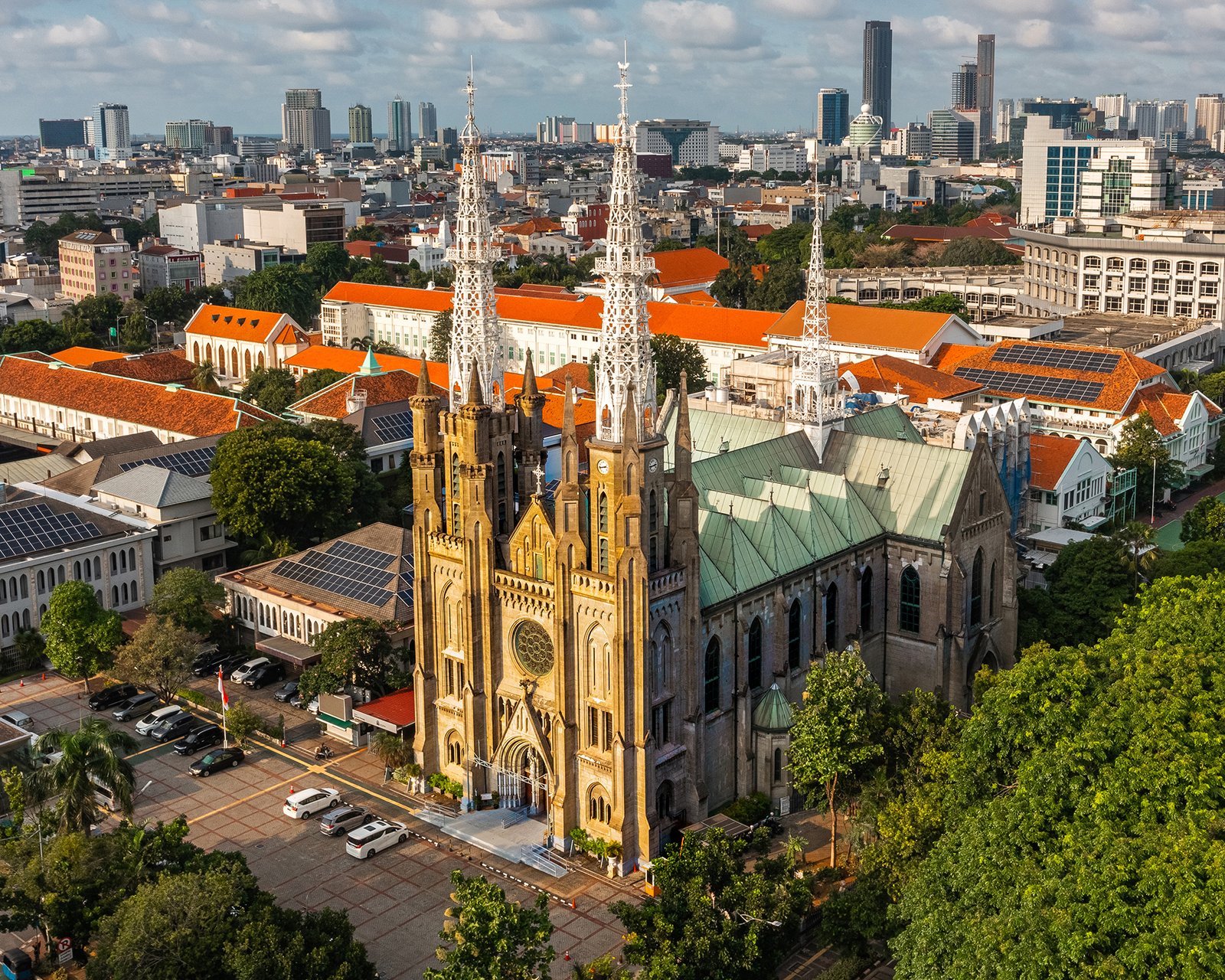 aerial view of jakarta cathedral